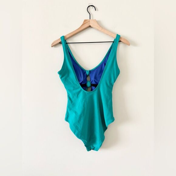 Old Navy Tie Front One Piece Swimsuit in Teal - Size S - Picture 3 of 5